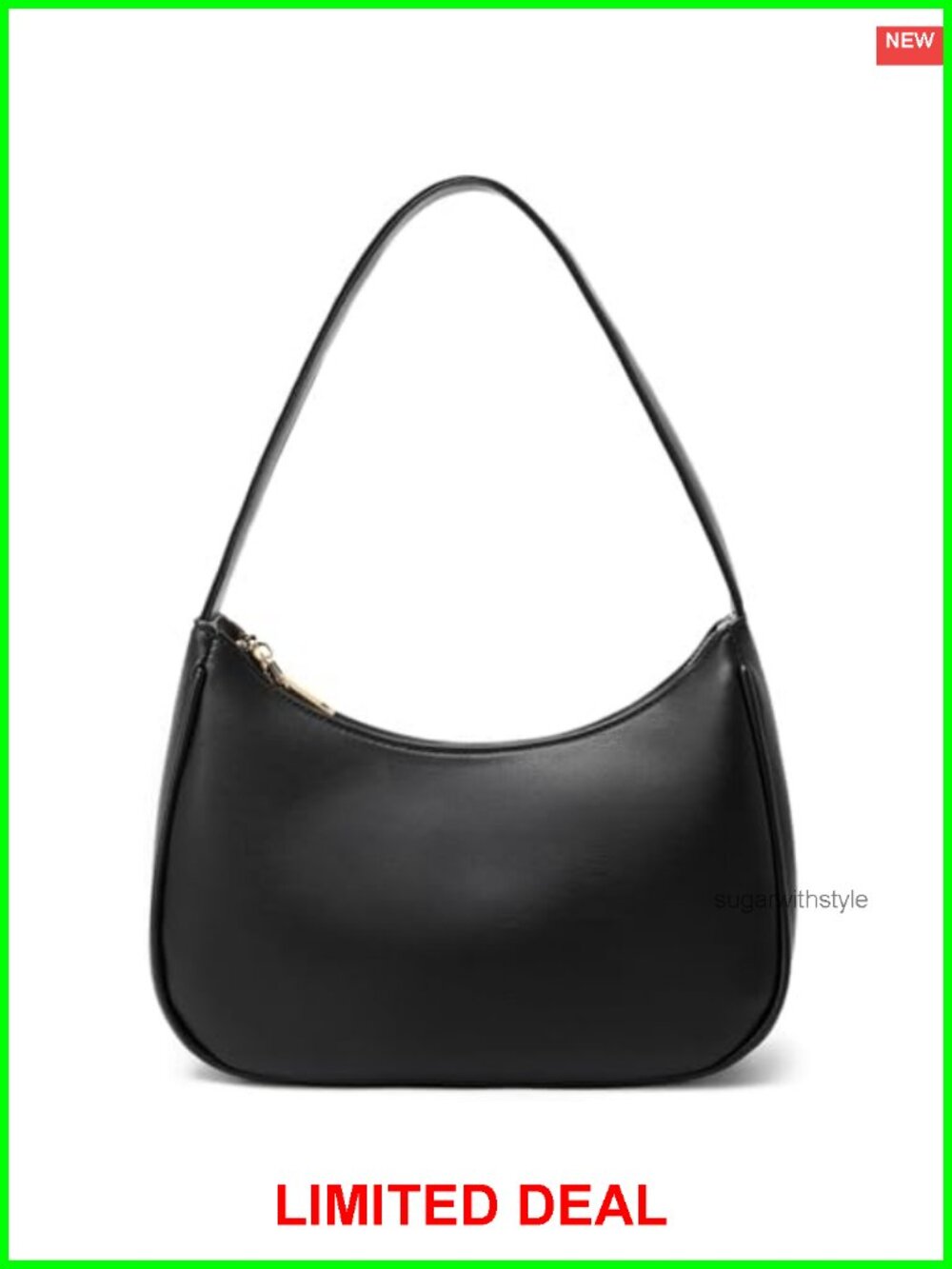 PU Leather Hobo Shoulder Bag Mini Clutch Purse Zip Closure
